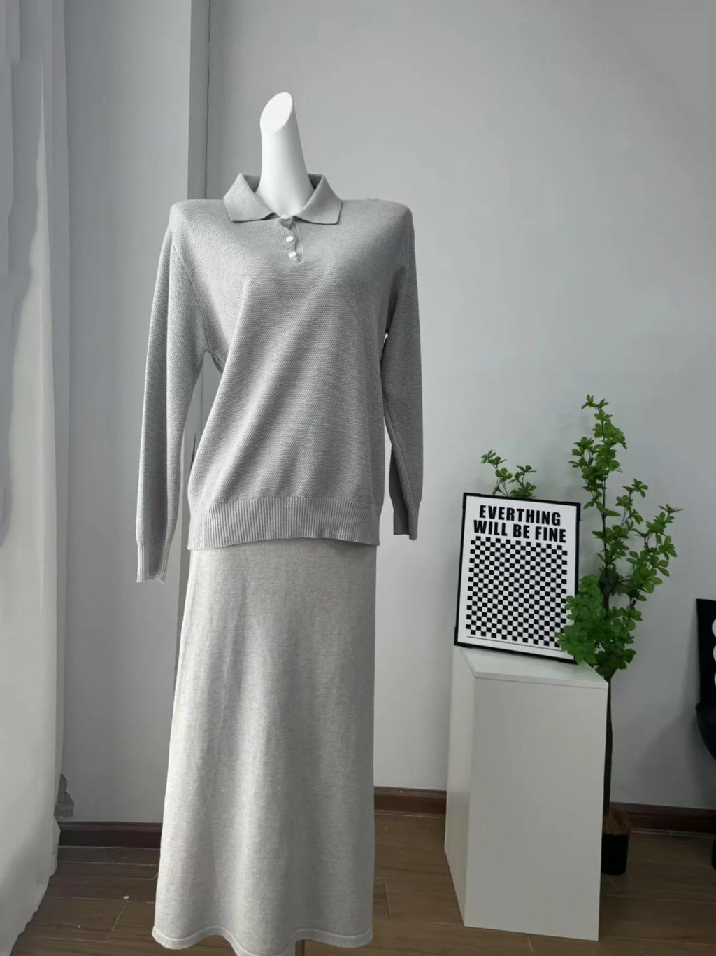 Prendas de punto grueso a juego: jersey, pantalón o vestido