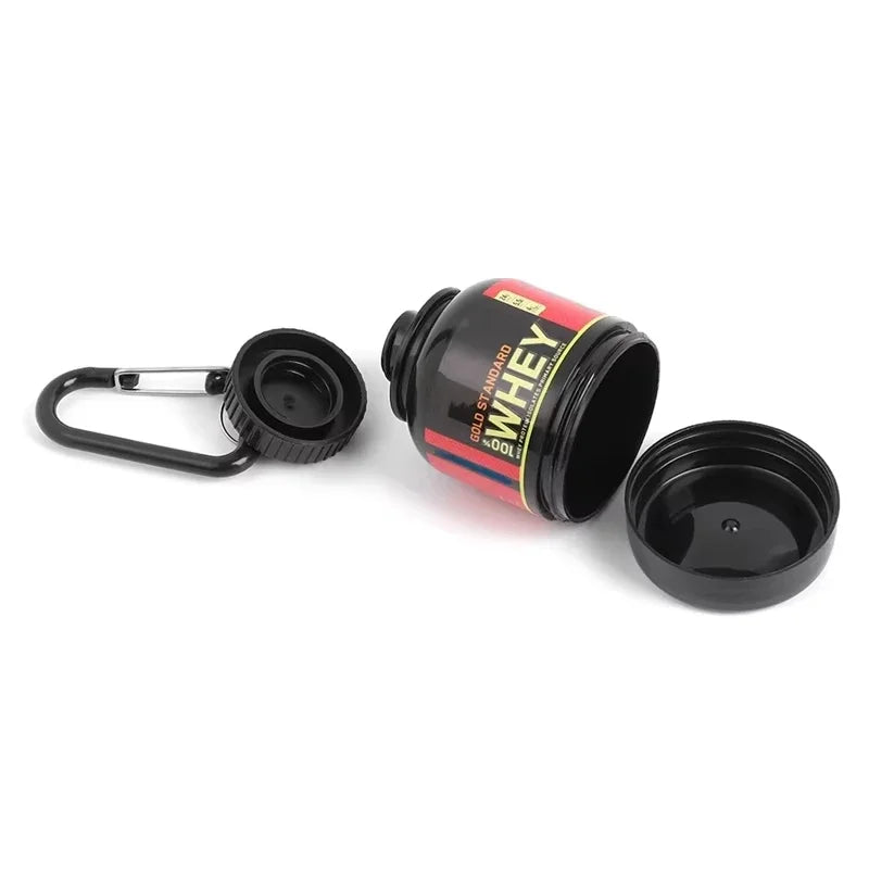 Dosificador de proteína portátil con embudo