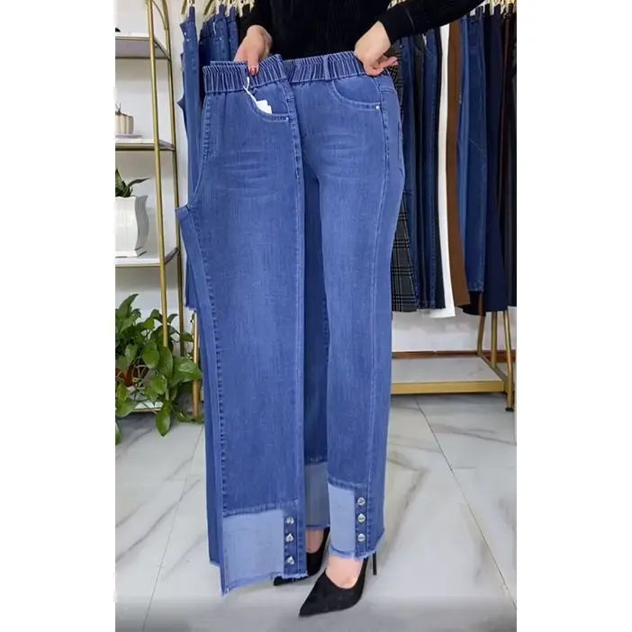 Vaqueros rectos con cintura elástica (hasta 5XL)