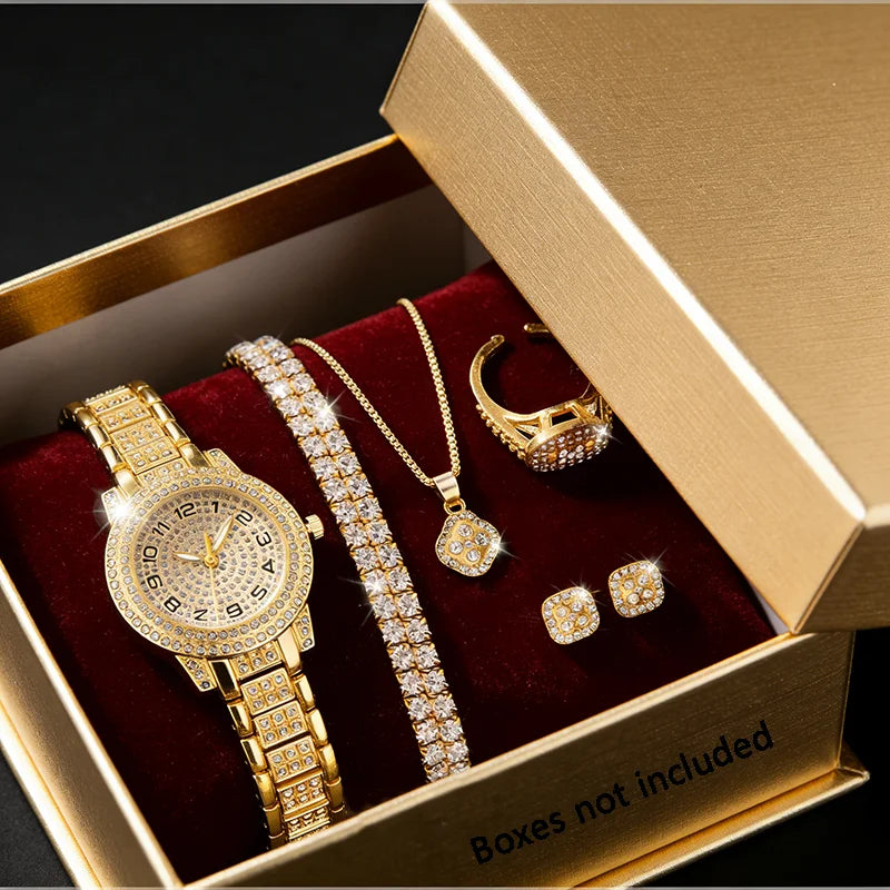 Reloj dorado con brillantes para mujer