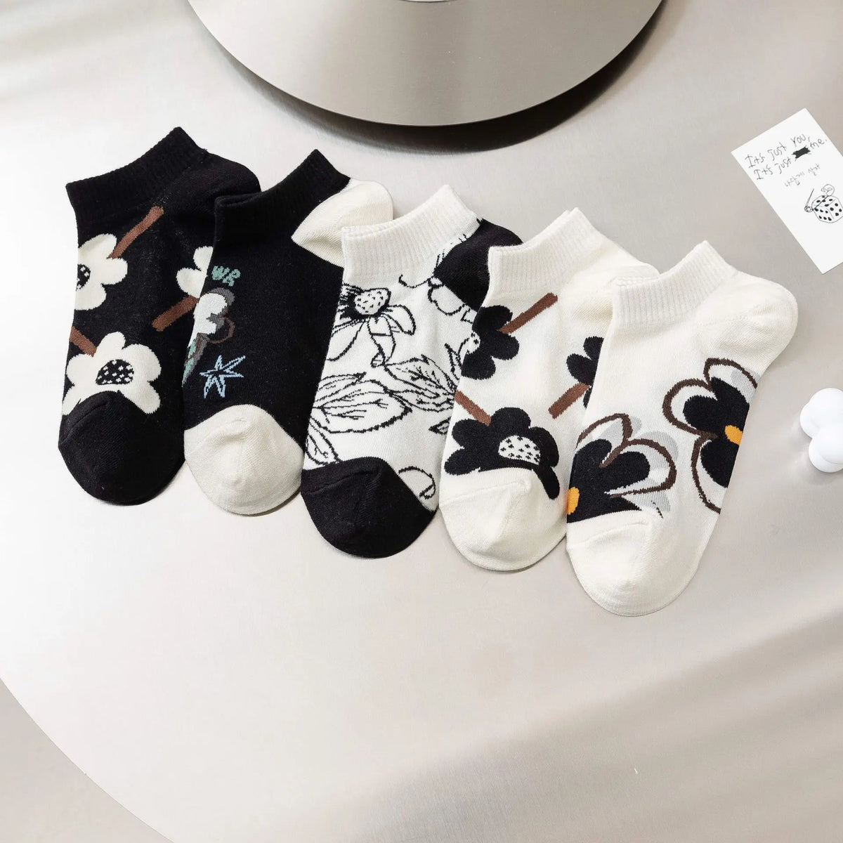 Pack de 5 pares de calcetines tobilleros estampados