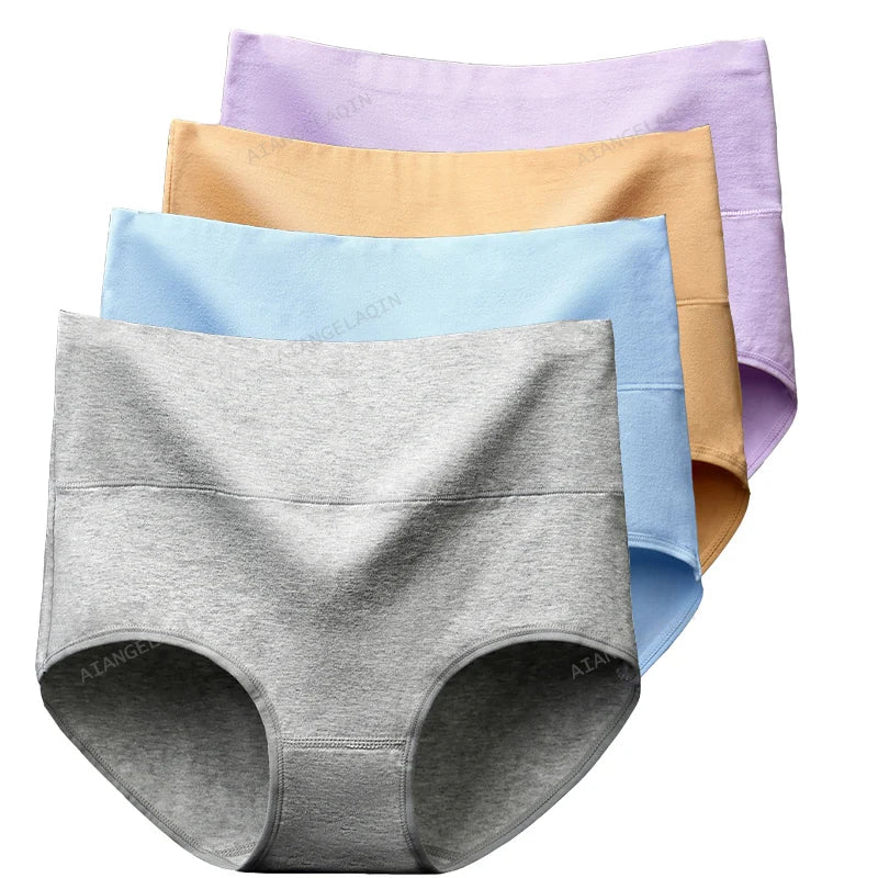 Pack de 4 bragas de cintura alta de algodón
