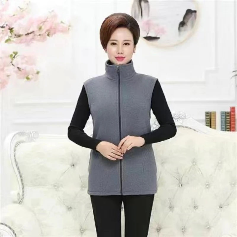 Chaleco polar sin mangas con cremallera para mujer (tallas grandes)
