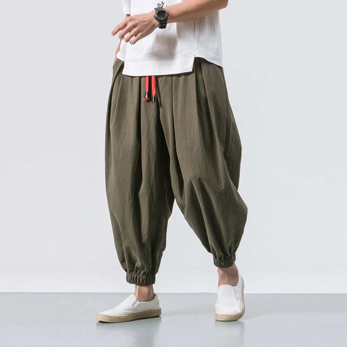 Pantalón holgado de lino para hombre (hasta 5XL)