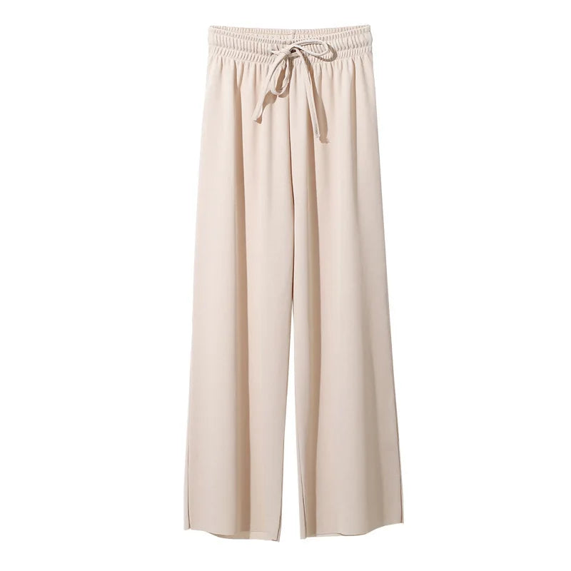 Pantalón ancho tobillero con cintura elástica