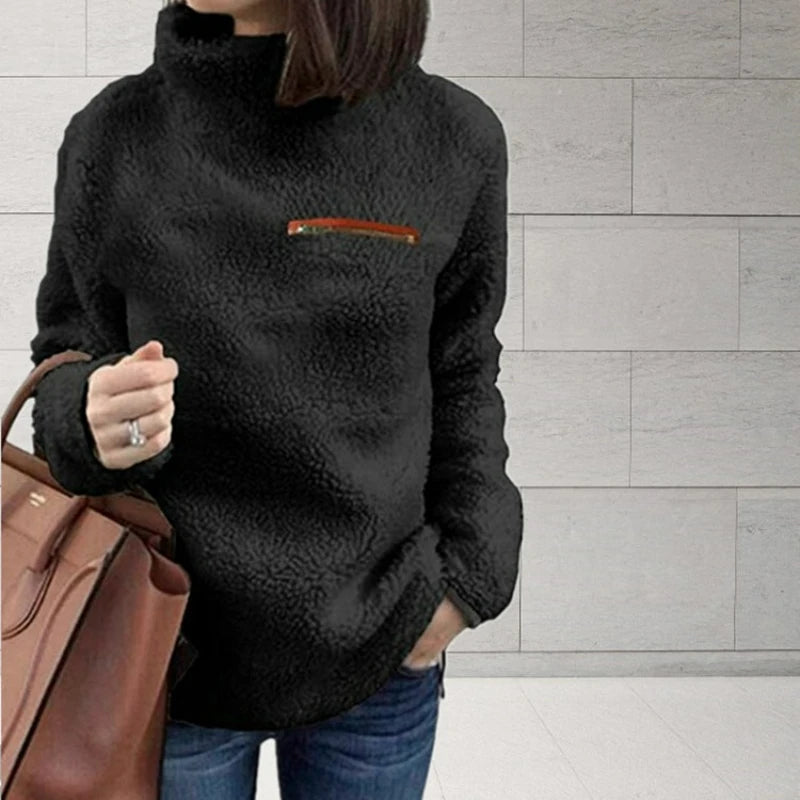 Jersey de cuello alto suave para mujer