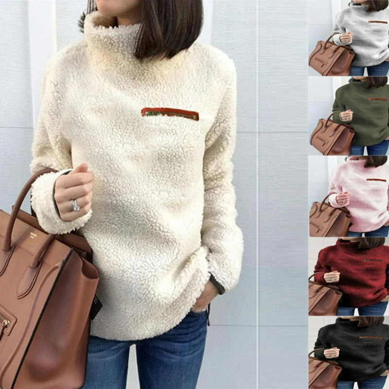 Jersey de cuello alto suave para mujer