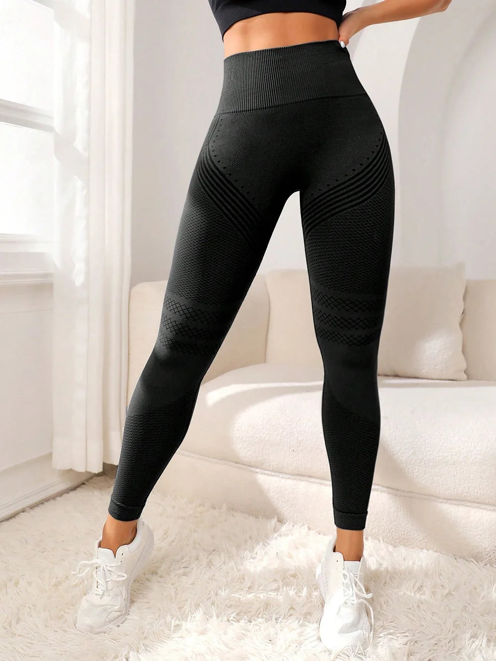Leggings deportivos de cintura alta con costuras realce