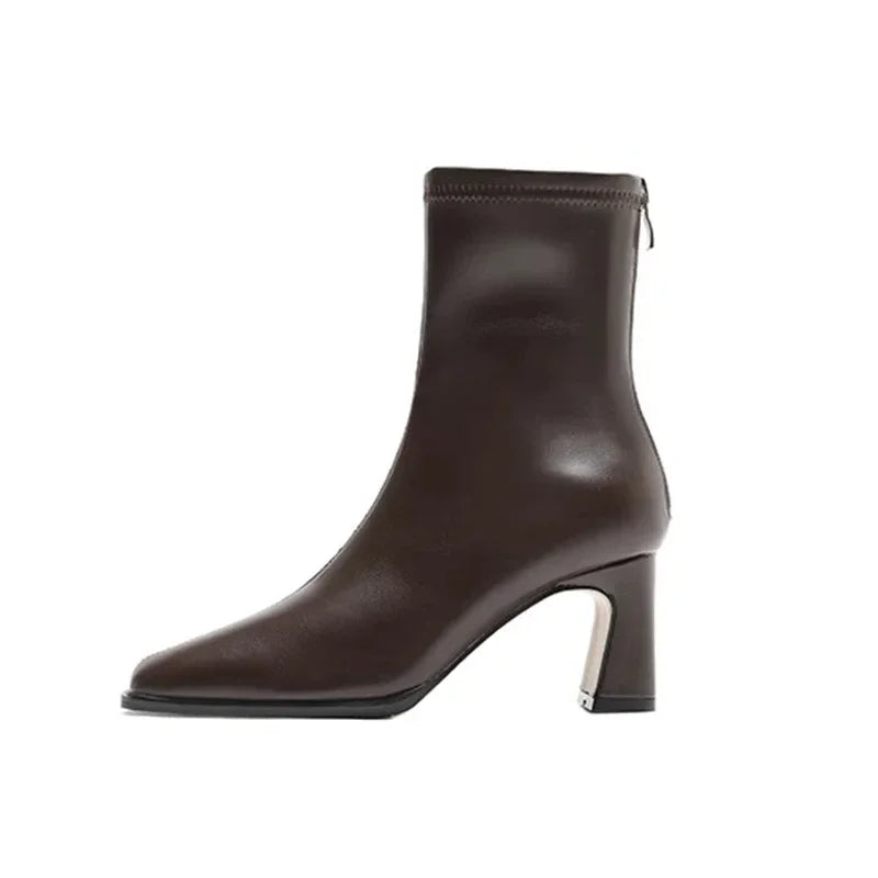 Botines vintage cálidos de punta cuadrada para mujer