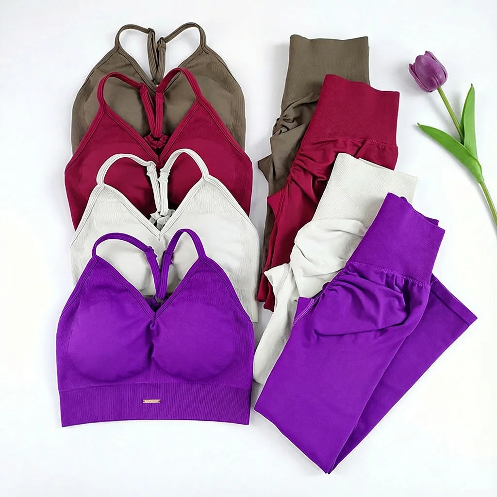 Conjunto deportivo: sujetador y mallas sin costuras