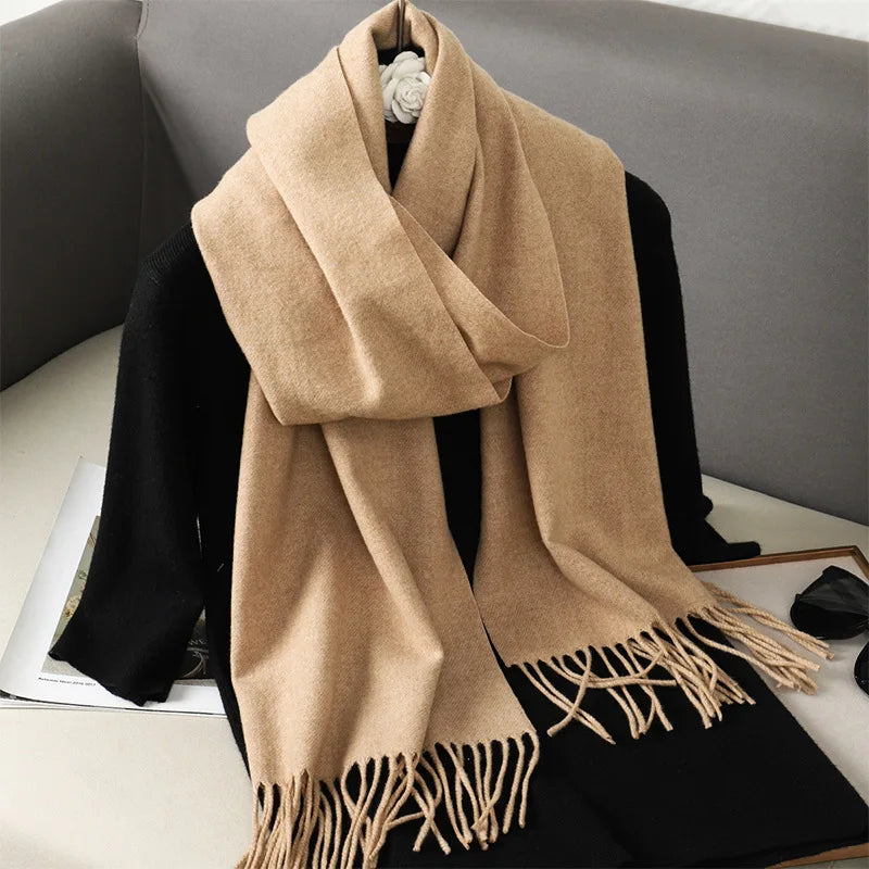 Bufanda de invierno lisa tacto cachemira