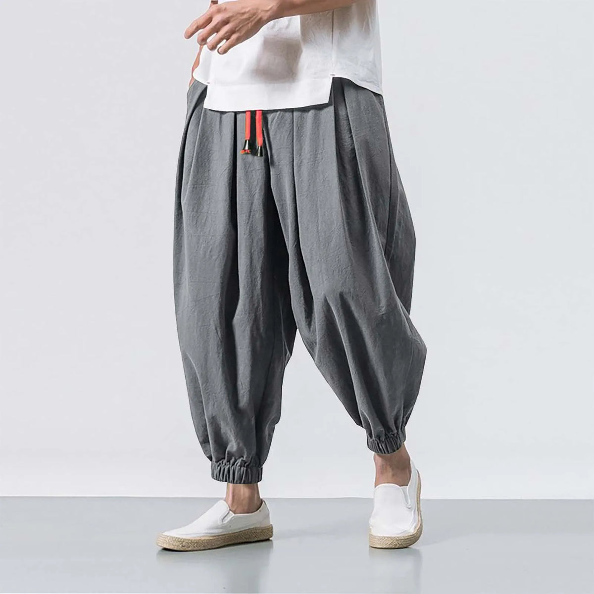 Pantalón holgado de lino para hombre (hasta 5XL)