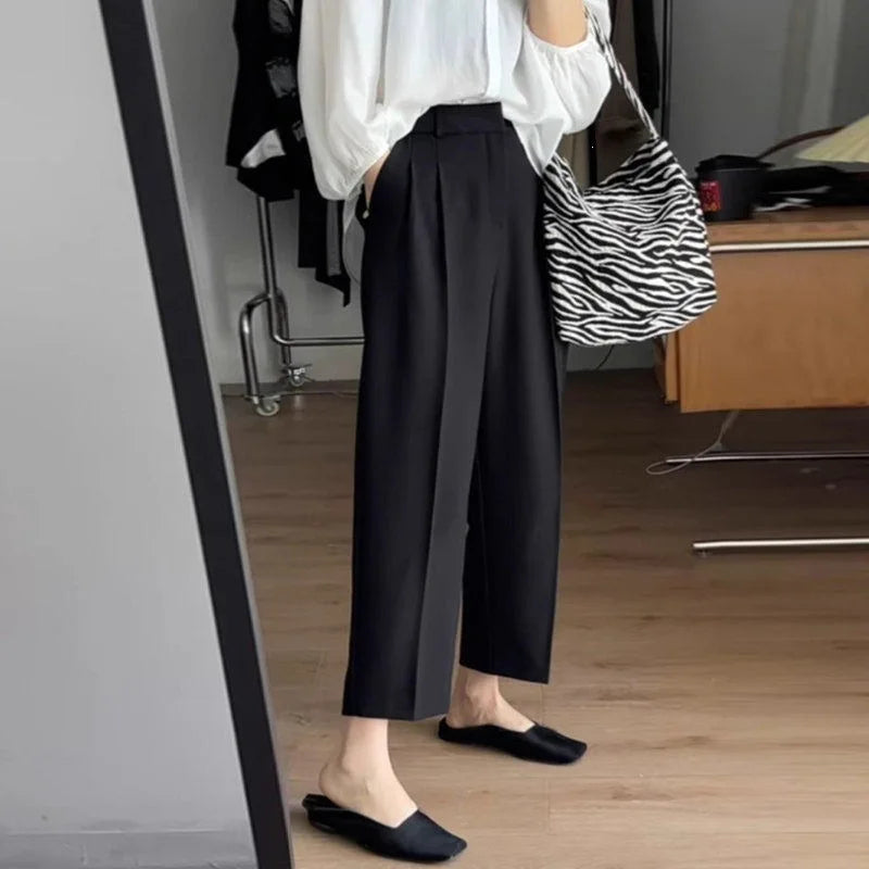 Pantalón de traje tobillero de tiro alto