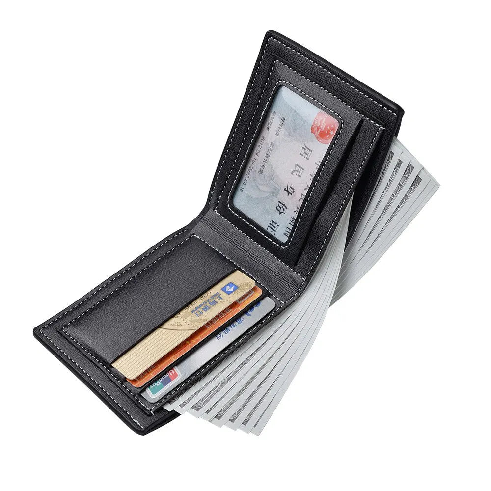Cartera fina plegable de piel sintética para hombre