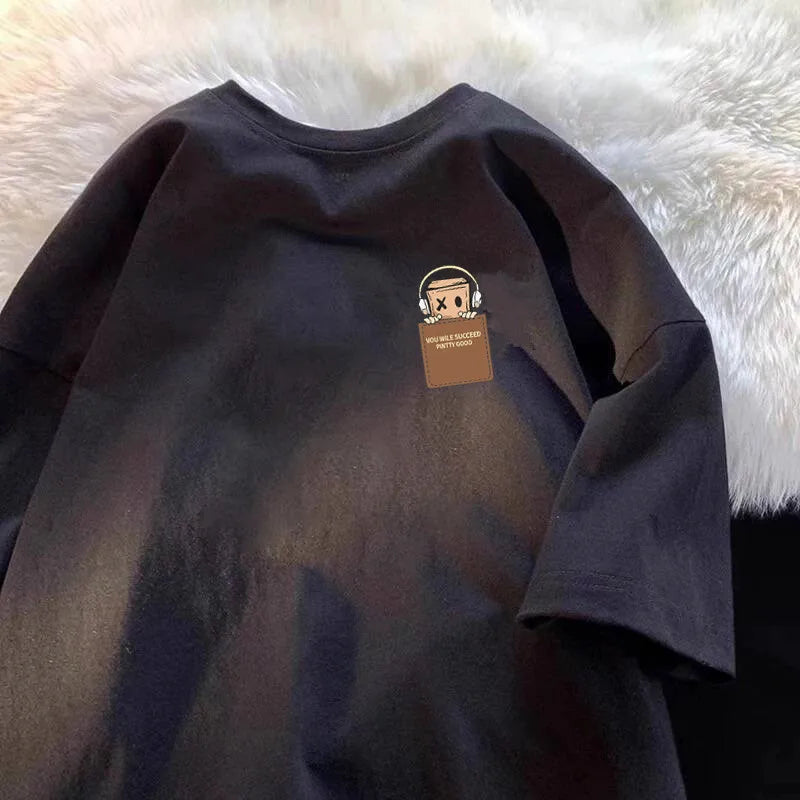 Camiseta oversize de algodón con estampado minimalista