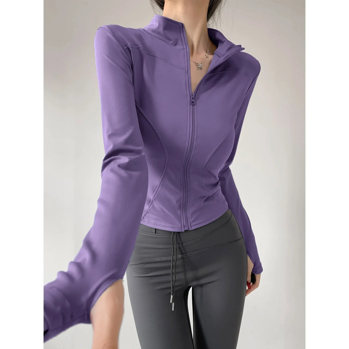 Chaqueta deportiva ajustada de secado rápido para mujer