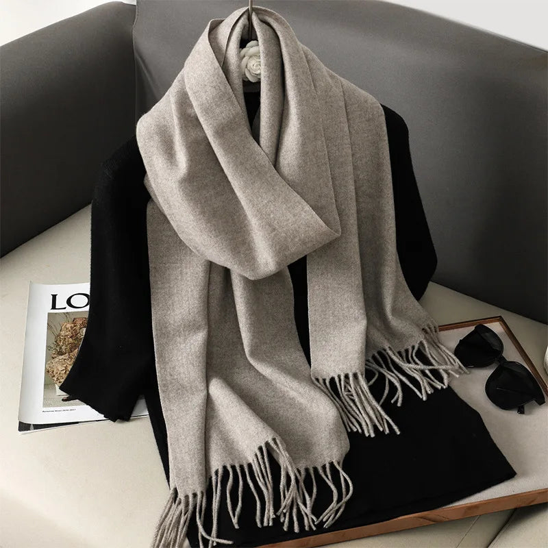 Bufanda de invierno lisa tacto cachemira