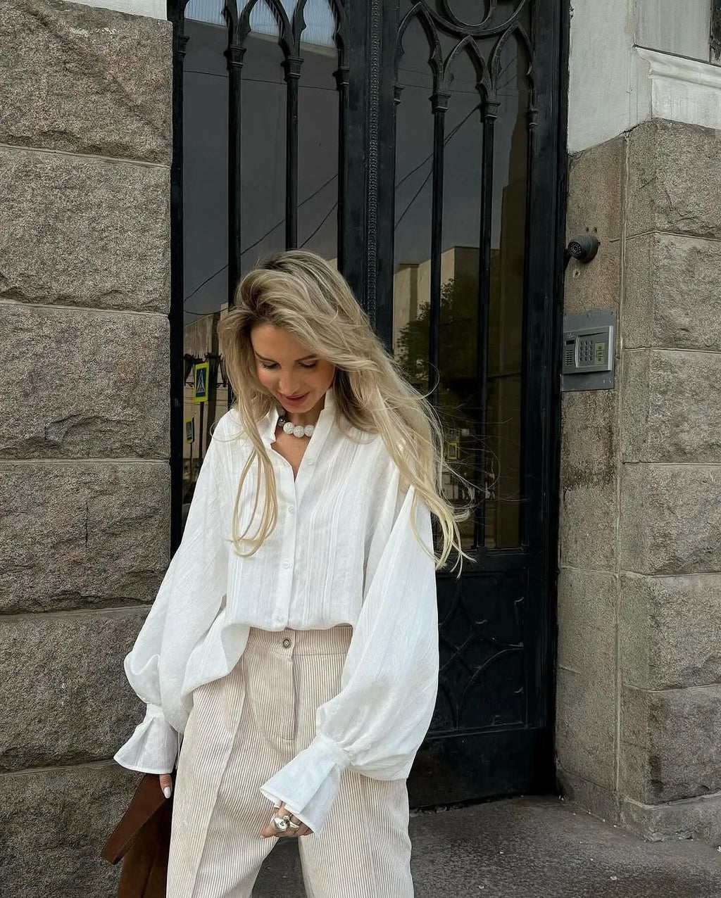 Camisa blanca oversize 100 % algodón