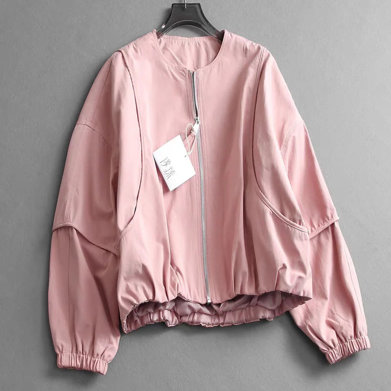 Cazadora bomber holgada de colores lisos