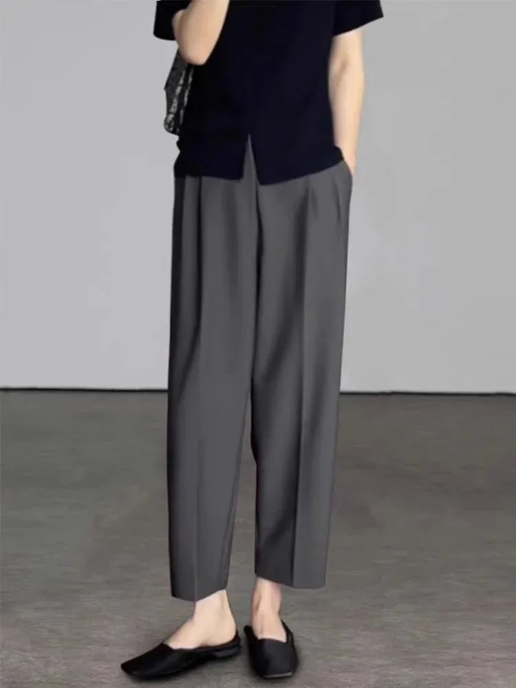 Pantalón de traje tobillero de tiro alto