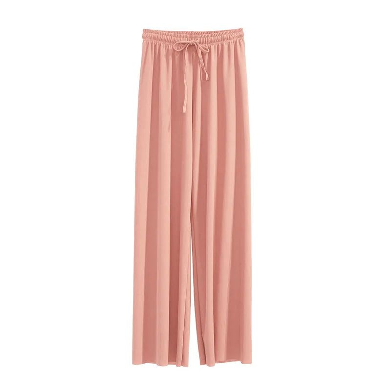 Pantalón ancho tobillero con cintura elástica