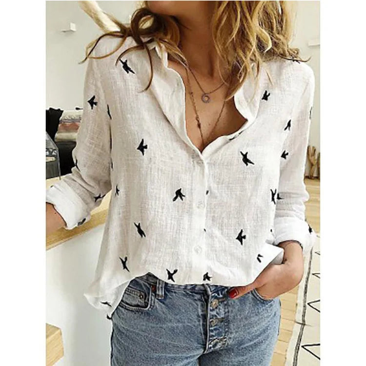 Camisa de algodón y lino con botones