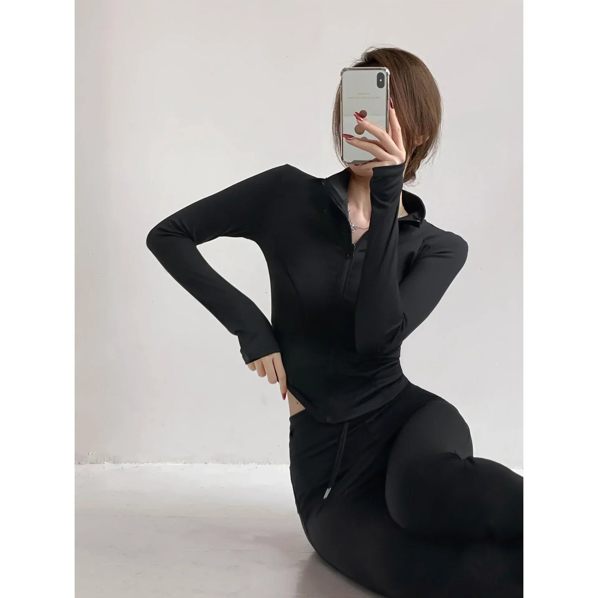 Chaqueta deportiva ajustada de secado rápido para mujer