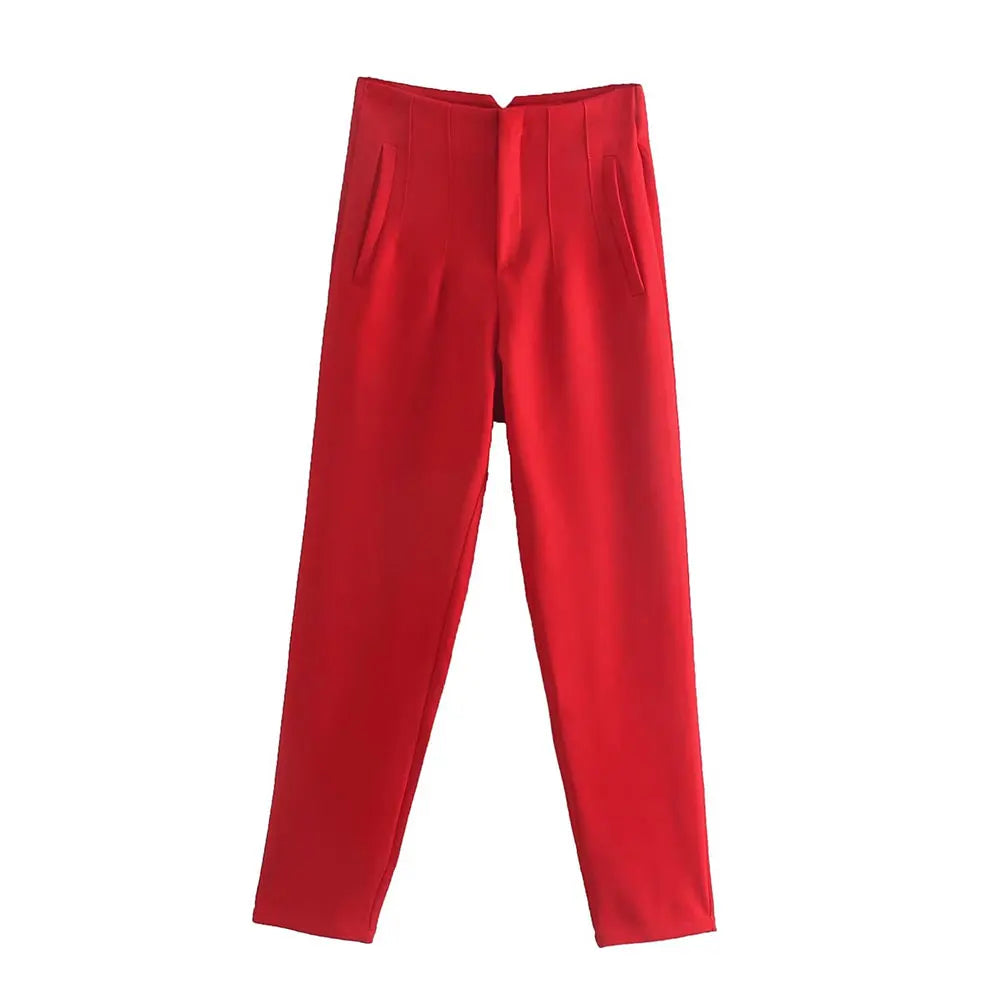 Pantalón de tiro alto básico en colores