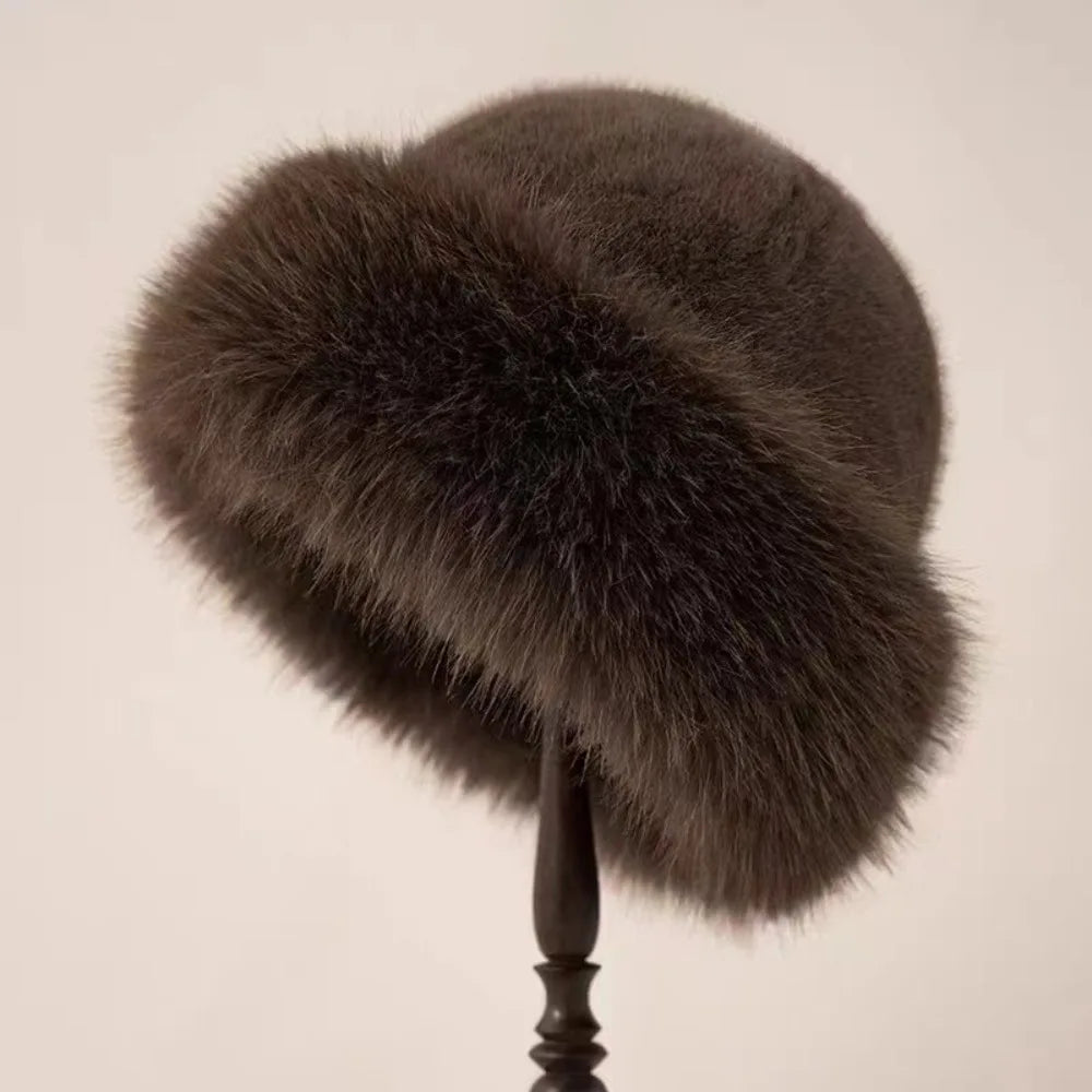 Gorro de pescador de pelo esponjoso para mujer