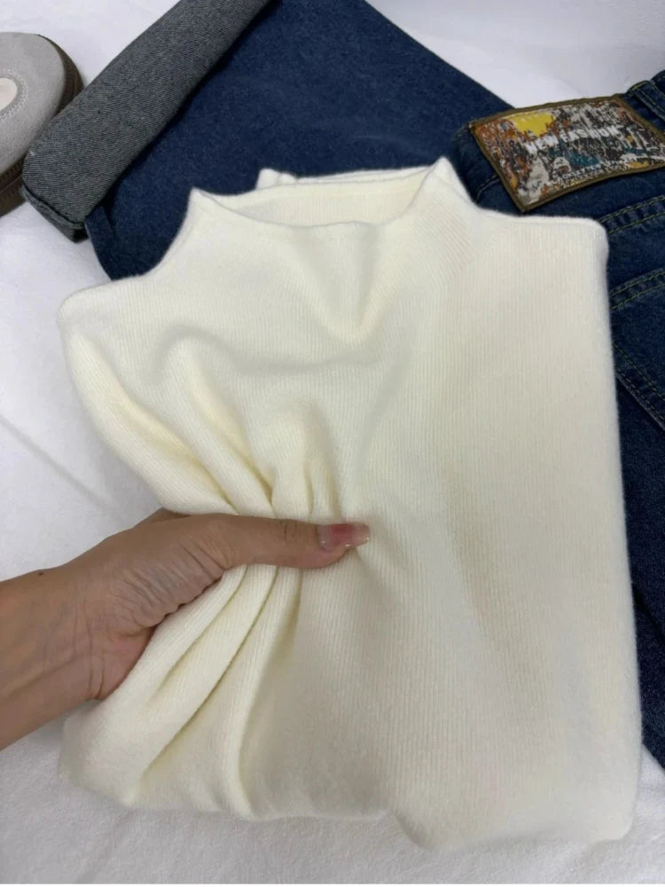Jersey de punto vintage con cuello medio alto