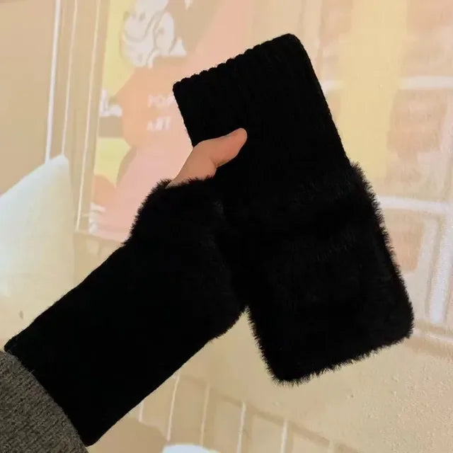 Guantes medio dedo tacto visón