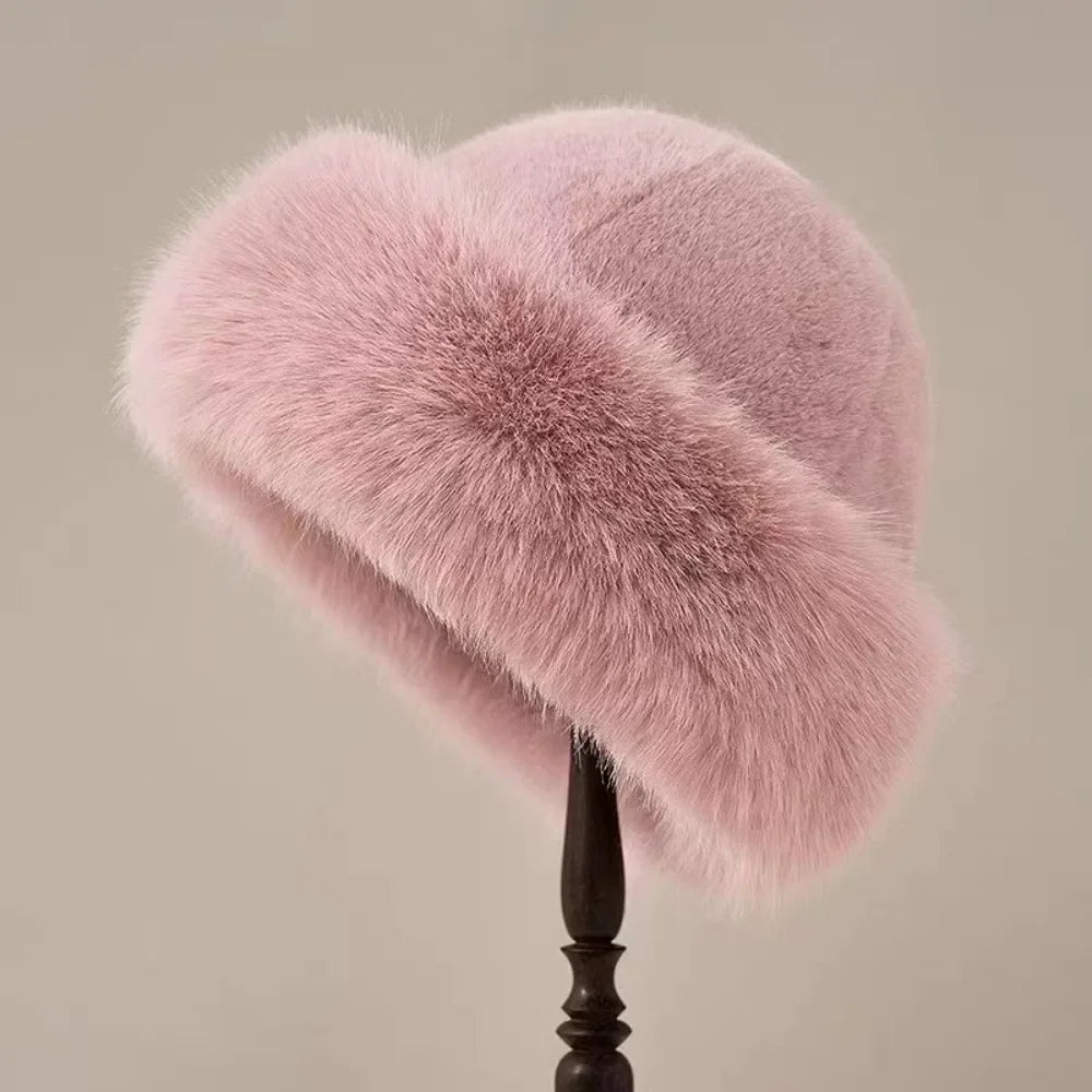 Gorro de pescador de pelo esponjoso para mujer
