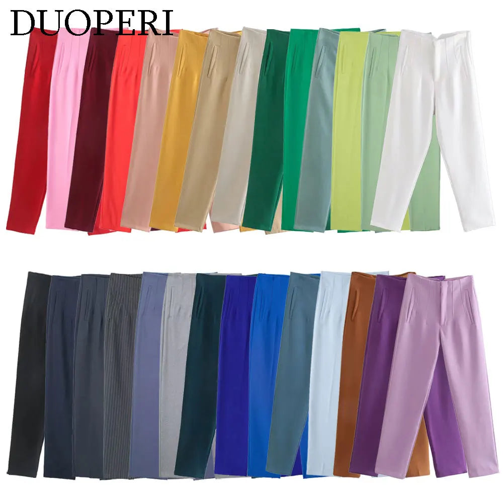 Pantalón de tiro alto básico en colores