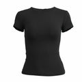 Camiseta de punto ajustada con cuello redondo para mujer