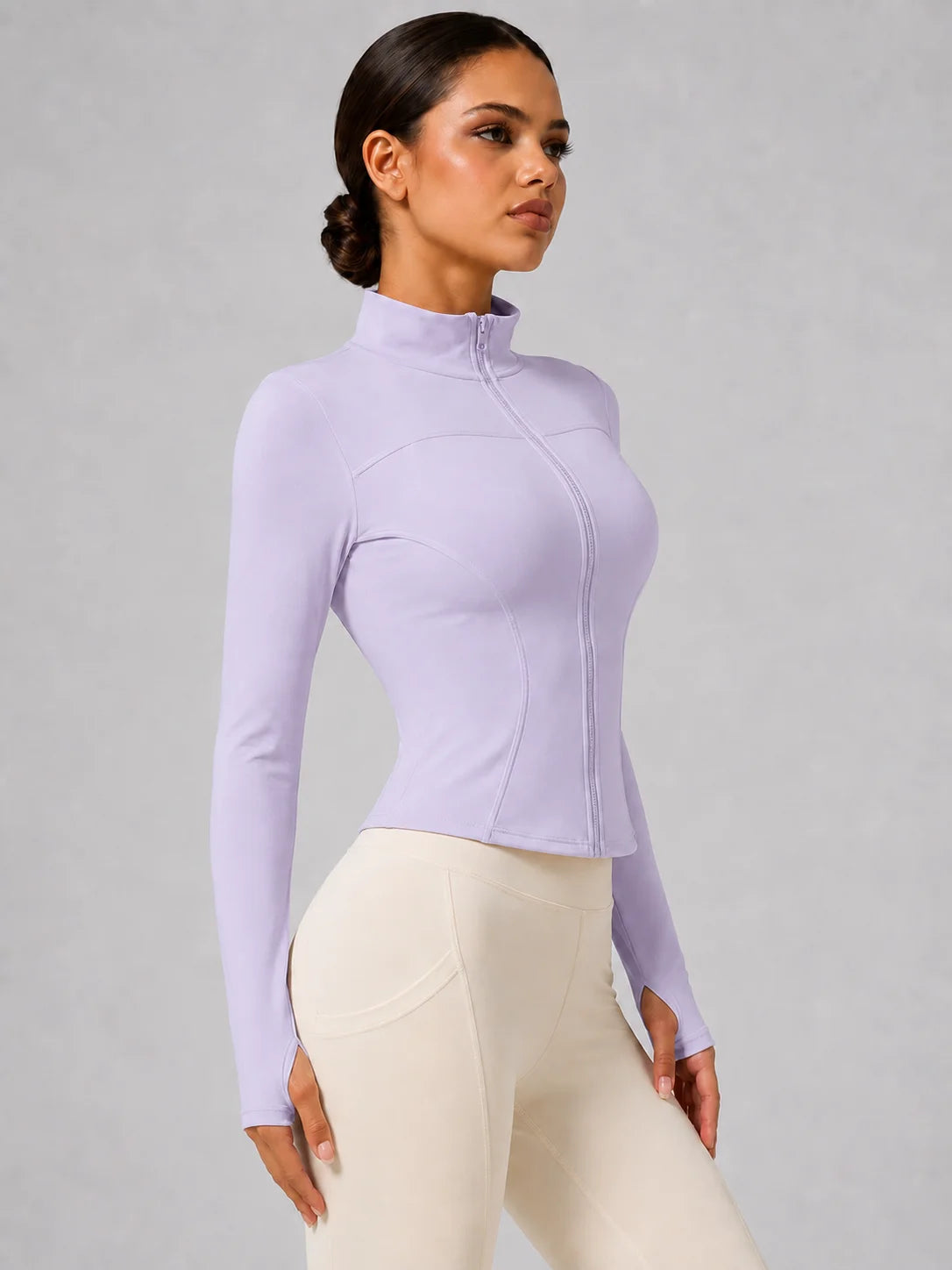 Chaqueta deportiva entallada con cremallera para mujer