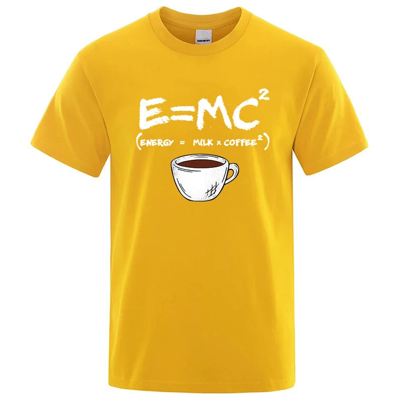 Camiseta divertida "Energy = Milk + Coffee" para hombre