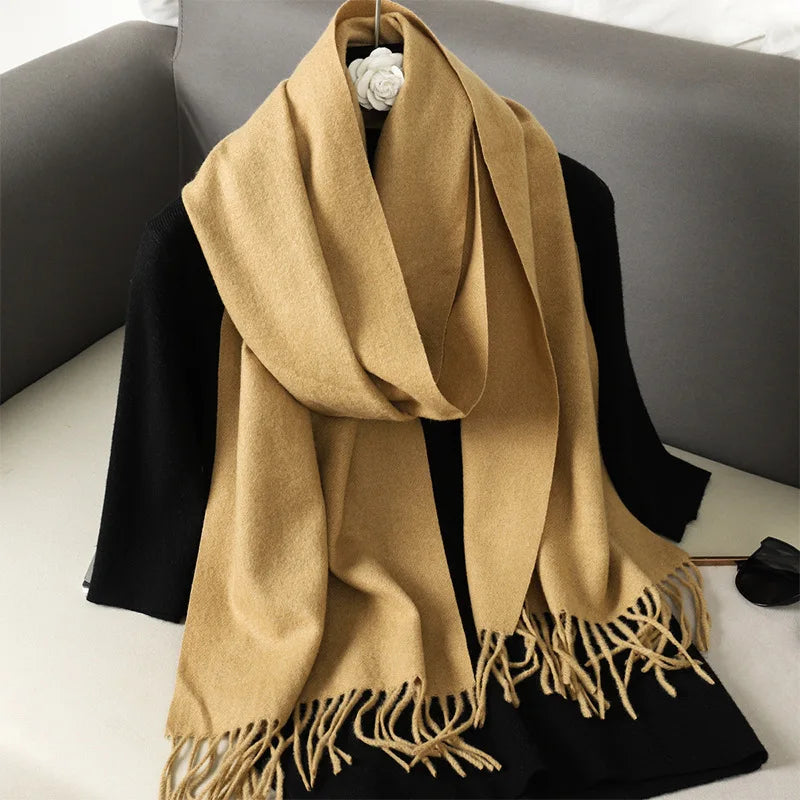 Bufanda de invierno lisa tacto cachemira