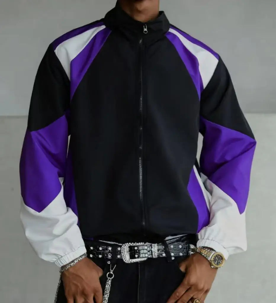 Chaqueta ligera cortavientos bicolor para hombre
