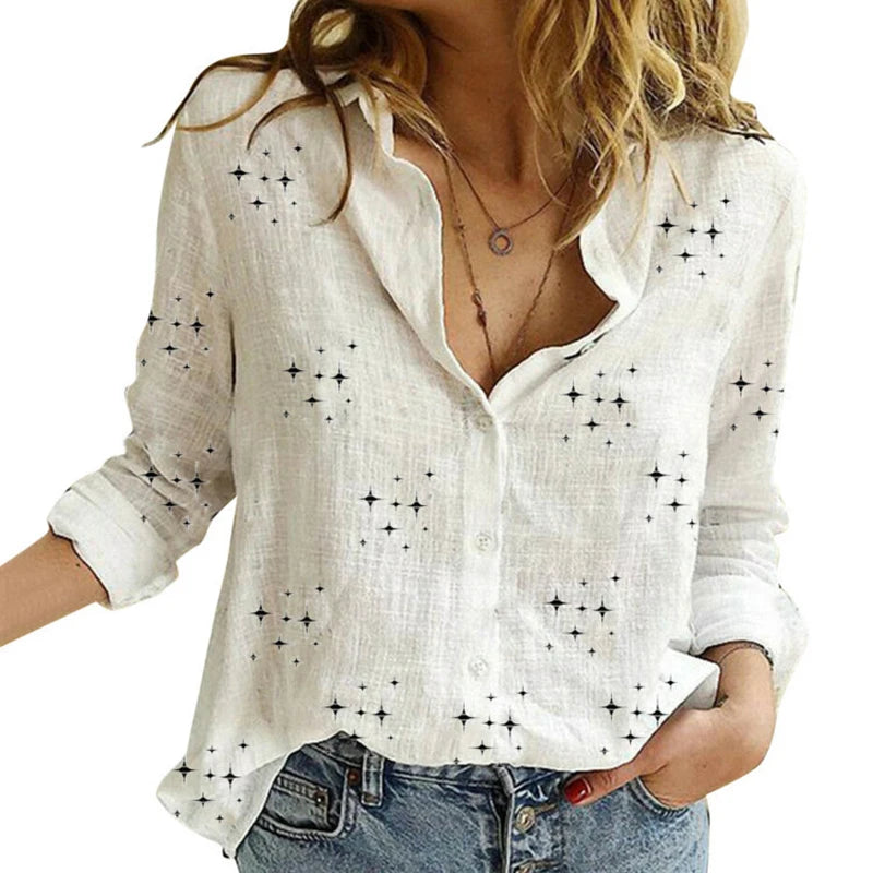 Camisa de algodón y lino con botones