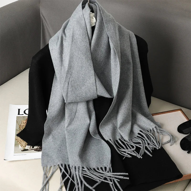 Bufanda de invierno lisa tacto cachemira