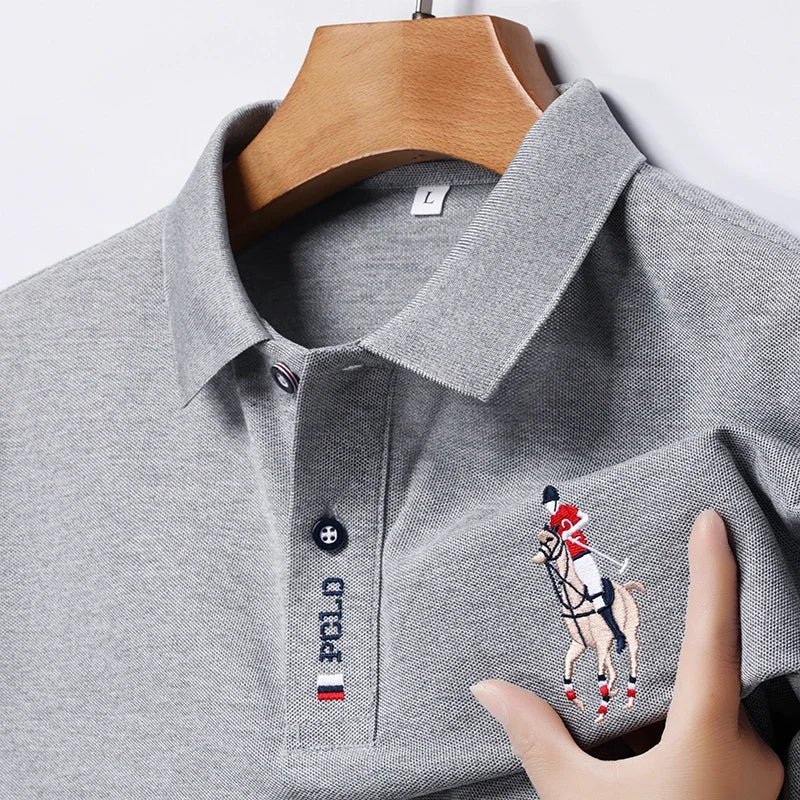 Polo bordado de manga corta para hombre