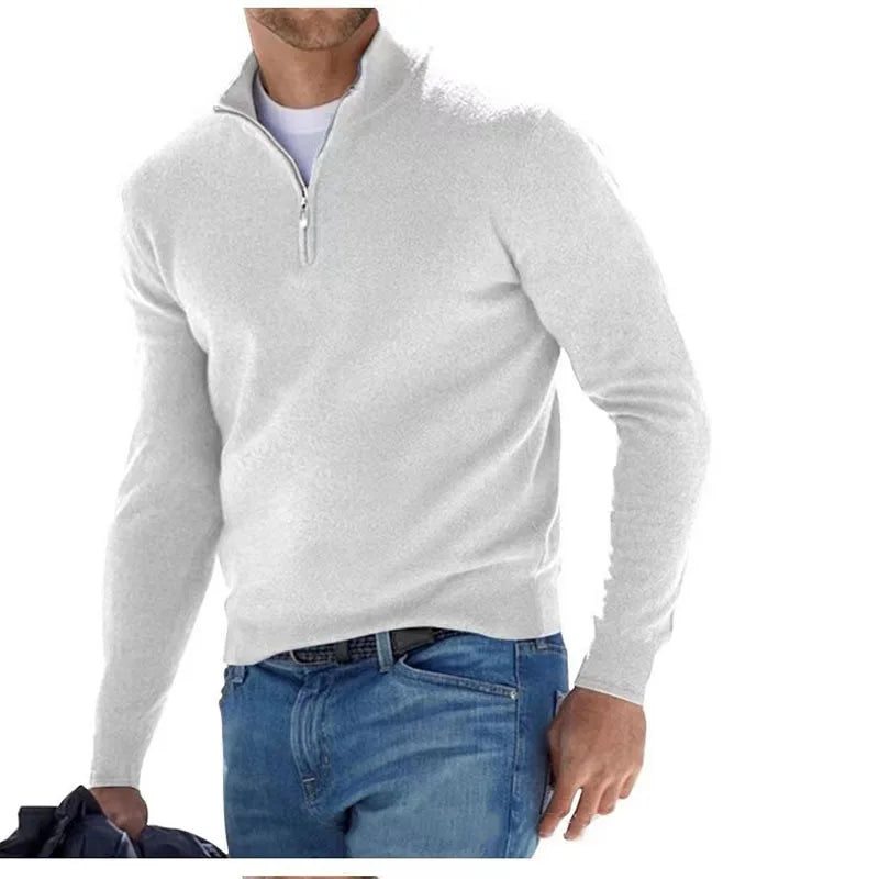 Jersey de canalé con media cremallera para hombre