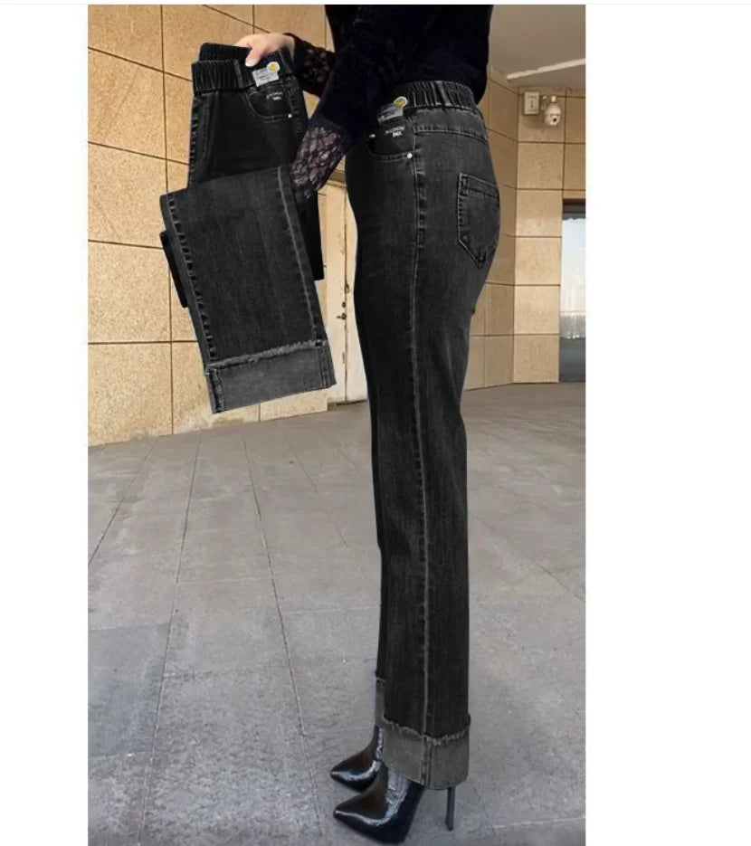Vaqueros rectos con cintura elástica (hasta 5XL)