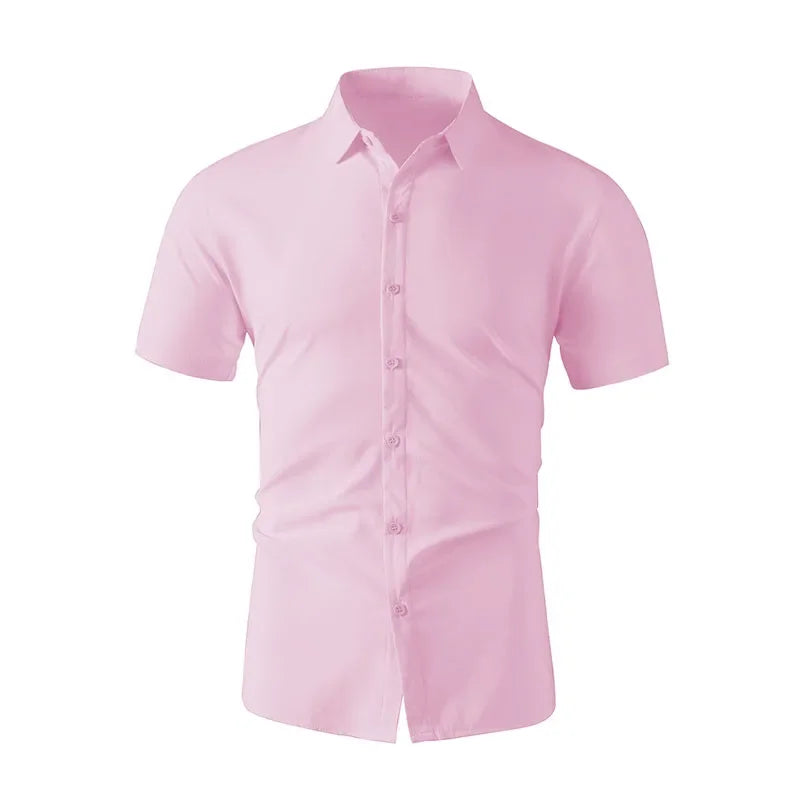 Camisa lisa de manga corta para hombre