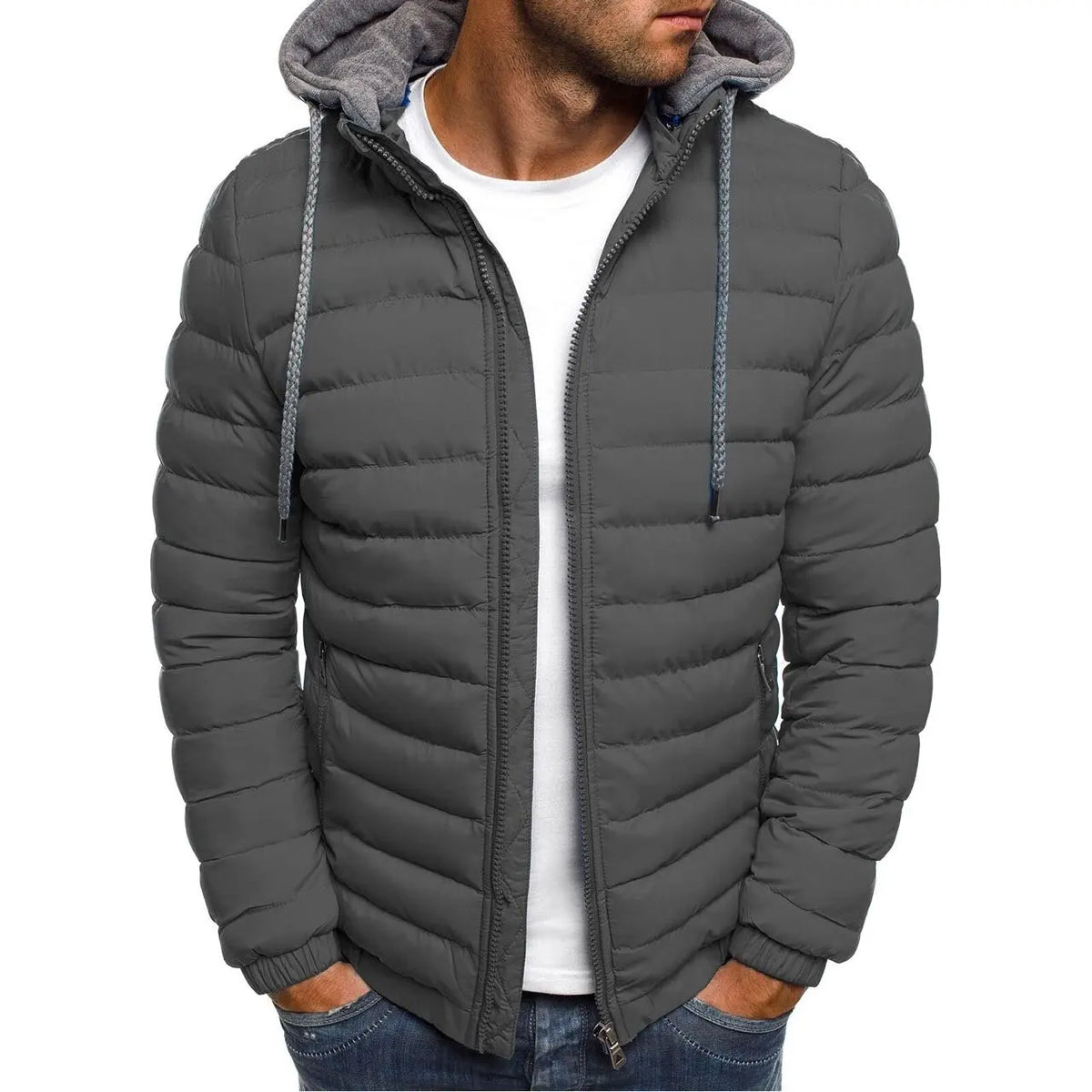 Chaqueta acolchada con capucha para hombre