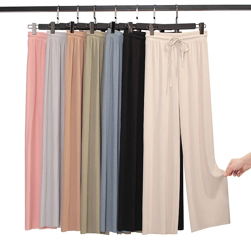 Pantalón ancho tobillero con cintura elástica