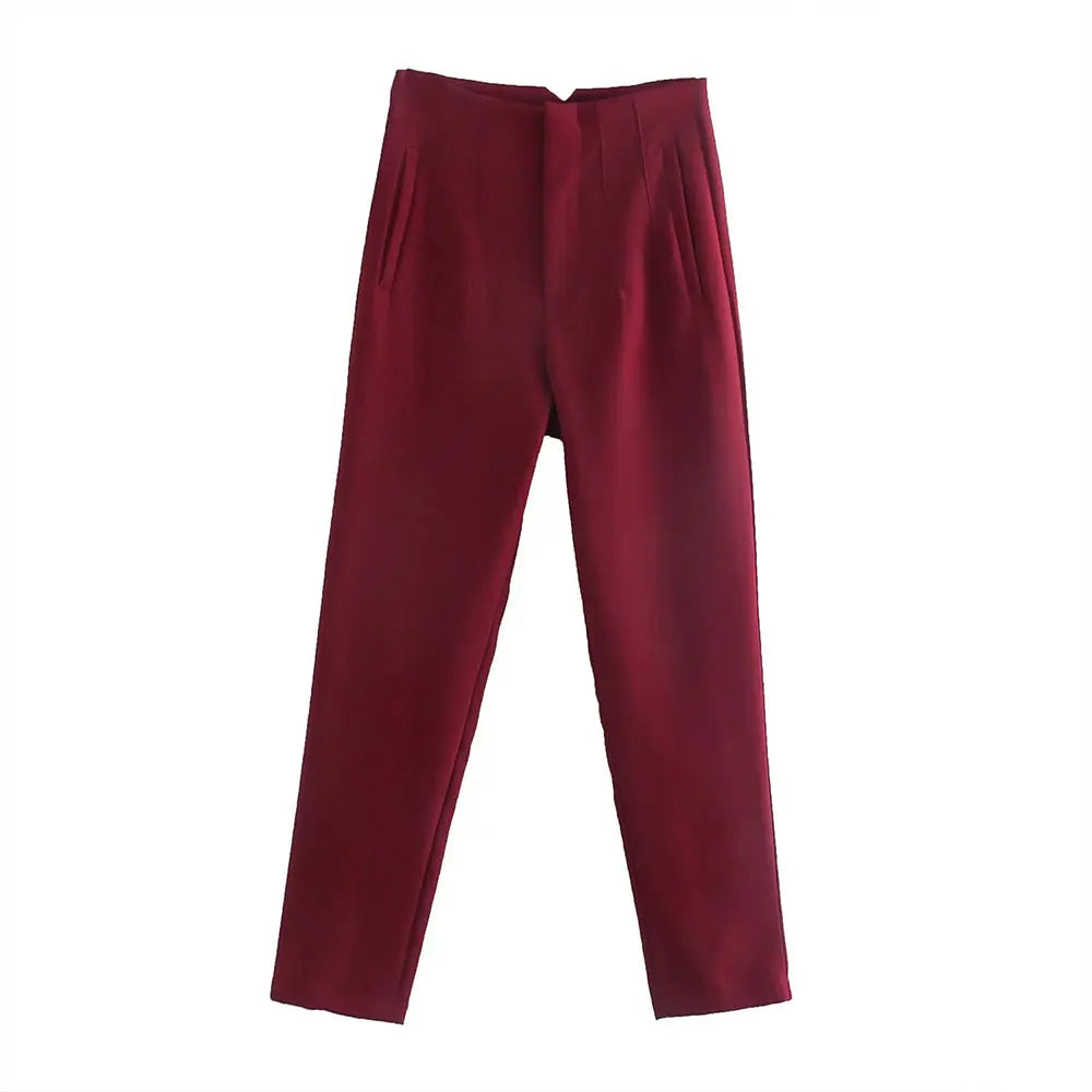 Pantalón de tiro alto básico en colores