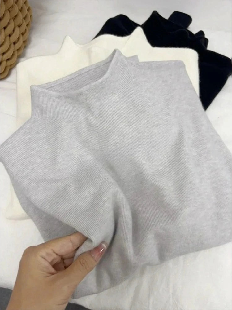 Jersey de punto vintage con cuello medio alto