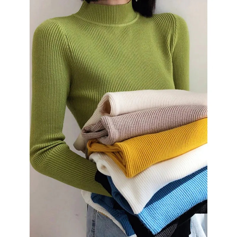 Jersey ajustado de cuello medio alto (talla única)
