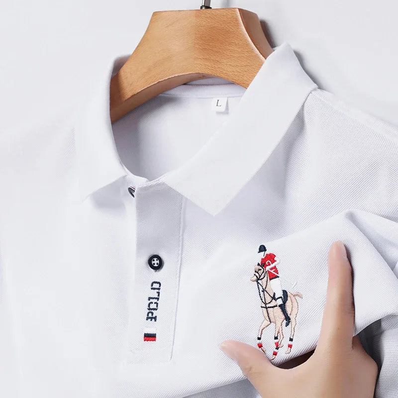 Polo bordado de manga corta para hombre
